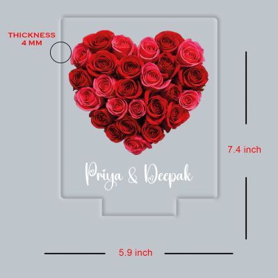 Personalized Rose Led Night Lamp Customized with Name Gift for Valentines Day & Rose Day Gift for Couples Warm White Light